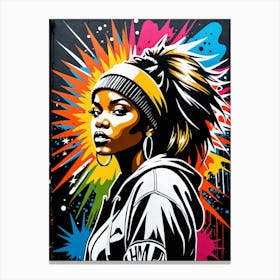 Graffiti Mural Of Beautiful Hip Hop Girl 48 Canvas Print