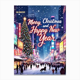 Merry Christmas And Happy New Year 12 Canvas Print