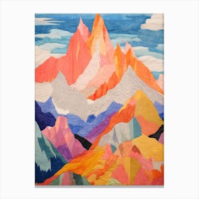 Mount Silverthrone 2 Colourful Mountain Illustration Canvas Print