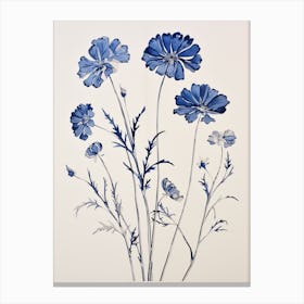 Blue Botanical Cosmos 3 Canvas Print