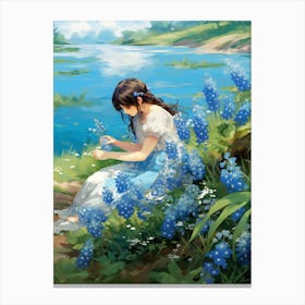Forget Me Not At The River Bank (3) Canvas Print
