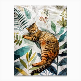 Cat Sleeping On Bed animal Cat's life Canvas Print