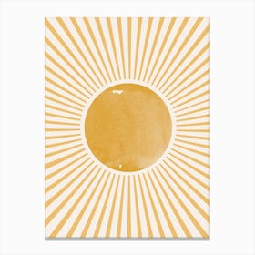 Boho Sun, Summer Yellow Bohemian Graphic Canvas Print