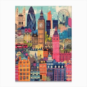 London   Retro Collage Style 4 Canvas Print
