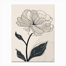 Line Art Marigold Flowers Illustration Neutral 19 Canvas Print
