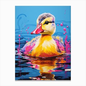 Pop Art Duckling Paint Splash 4 Canvas Print