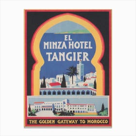 El Minza Hotel Tangier Vintage Travel Poster Canvas Print
