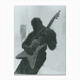 Black And White Guitar Canvas Print