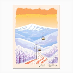 Poster Of Niseko   Hokkaido, Japan, Ski Resort Pastel Colours Illustration 0 Canvas Print