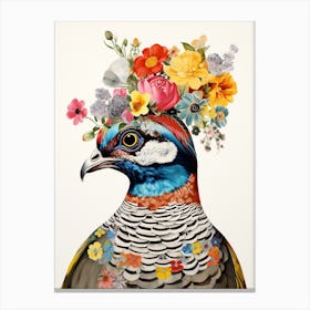Bird With A Flower Crown Partridge 2 Canvas Print