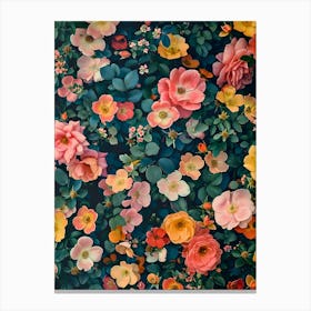 Flower Wallpaper Inspired by William Morris Canvas Print