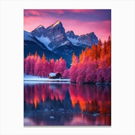 Pink Trees In The Mountains Canvas Print