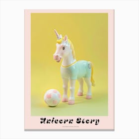 Pastel Toy Unicorn Playing Soccer 1 Poster Canvas Print
