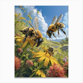 Carpenter Bee Storybook Illustration 22 Canvas Print