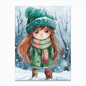 Little Girl In The Snow Canvas Print