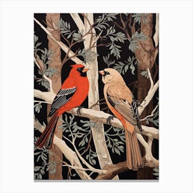 Art Nouveau Birds Poster Cardinal 3 Canvas Print