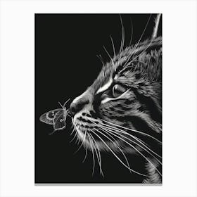 Cat With A Butterfly Canvas Print