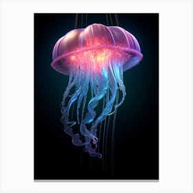 Upside Down Jellyfish Neon 1 Canvas Print