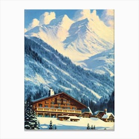Obertauern, Austria Ski Resort Vintage Landscape 1 Skiing Poster Canvas Print