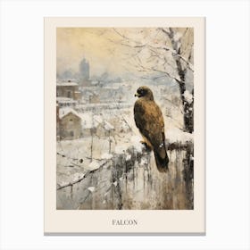 Vintage Winter Animal Painting Poster Falcon 1 Canvas Print