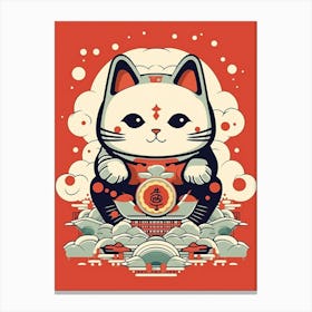 Maneki Neko Lucky Cat Japanese 12 Canvas Print