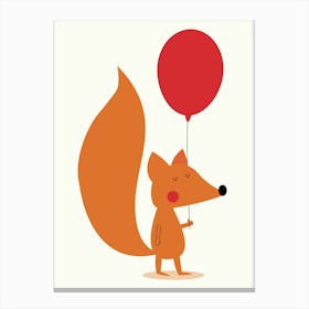 Fox With A Red Balloon Canvas Print