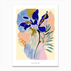 Colourful Flower Illustration Poster Aconitum 2 Canvas Print