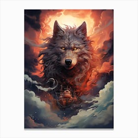 Wolf In The Clouds 1 Canvas Print