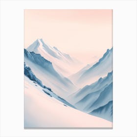 Pink Foggy Morning Over The Alps Pristine Cold Mountains Canvas Print