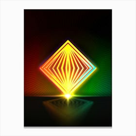 Neon Geometric Glyph in Watermelon Green and Red on Black n.0083 Canvas Print
