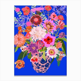 Vase of Bright Flower Blooms Canvas Print