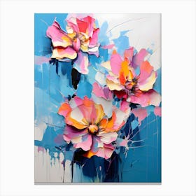 Flowers On Blue Canvas Print