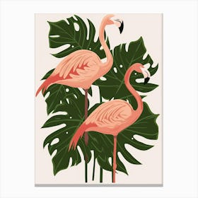 Chilean Flamingo Monstera Deliciosa Boho Print 4 Canvas Print