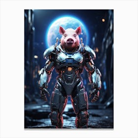 Pig In Cyborg Body #3 Canvas Print