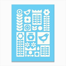 Scandinavian Ornament Blue for Kids Room Canvas Print