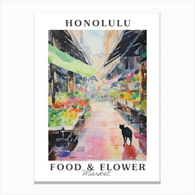 Food Market With Cats In Honolulu 1 Poster Canvas Print