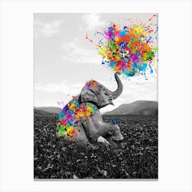 Elephant Playing With Paint Canvas Print