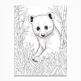 Line Art Jungle Animal Coati 1 Canvas Print