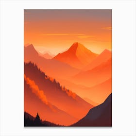 Misty Mountains Vertical Composition In Orange Tone 72 Canvas Print