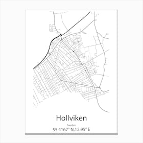 Hollviken,Sweden Minimalist Map Canvas Print