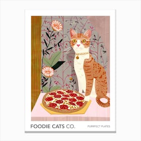 Foodie Cats Co Cat And Pepperoni Pizza 2 Canvas Print