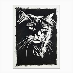 Laperm Cat Linocut Blockprint 1 Canvas Print