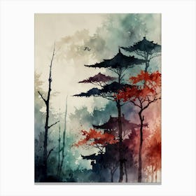 Watercolor Of Trees 3 Canvas Print