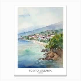 Puerto Vallarta 4 Watercolour Travel Poster Canvas Print