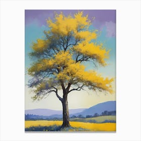 Painting Of A Tree, Yellow, Purple (15) Canvas Print