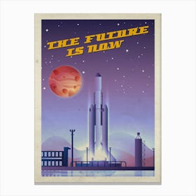 The Future is Now, SpaceX Falcon Heavy — Vintage retro space poster, retrofuturism poster, retro space, propaganda poster Canvas Print