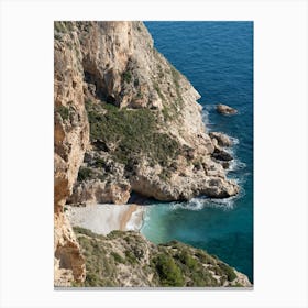 Cliffs and serene cove on the Mediterranean coast Canvas Print