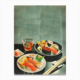 Japanese Retro Cuisine Abstract Food Canvas Print