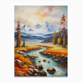 The nature of sunset, river and winter.7 Canvas Print