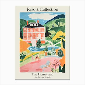 Poster Of The Homestead   Hot Springs, Virginia   Resort Collection Storybook Illustration 4 Canvas Print